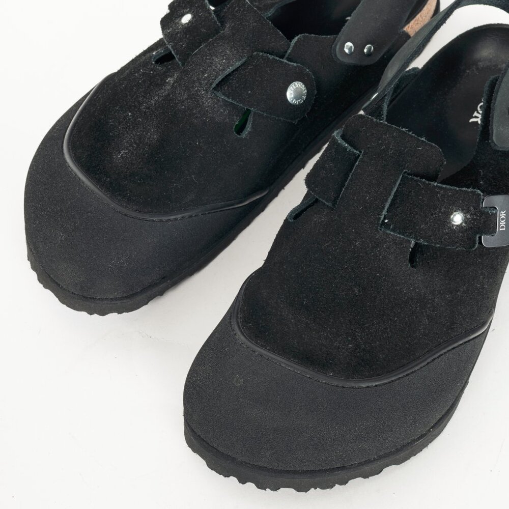 Dior x Birkenstock Tokio Black Nubuck Calfskin Leather Slippers - Picture 7 of 12